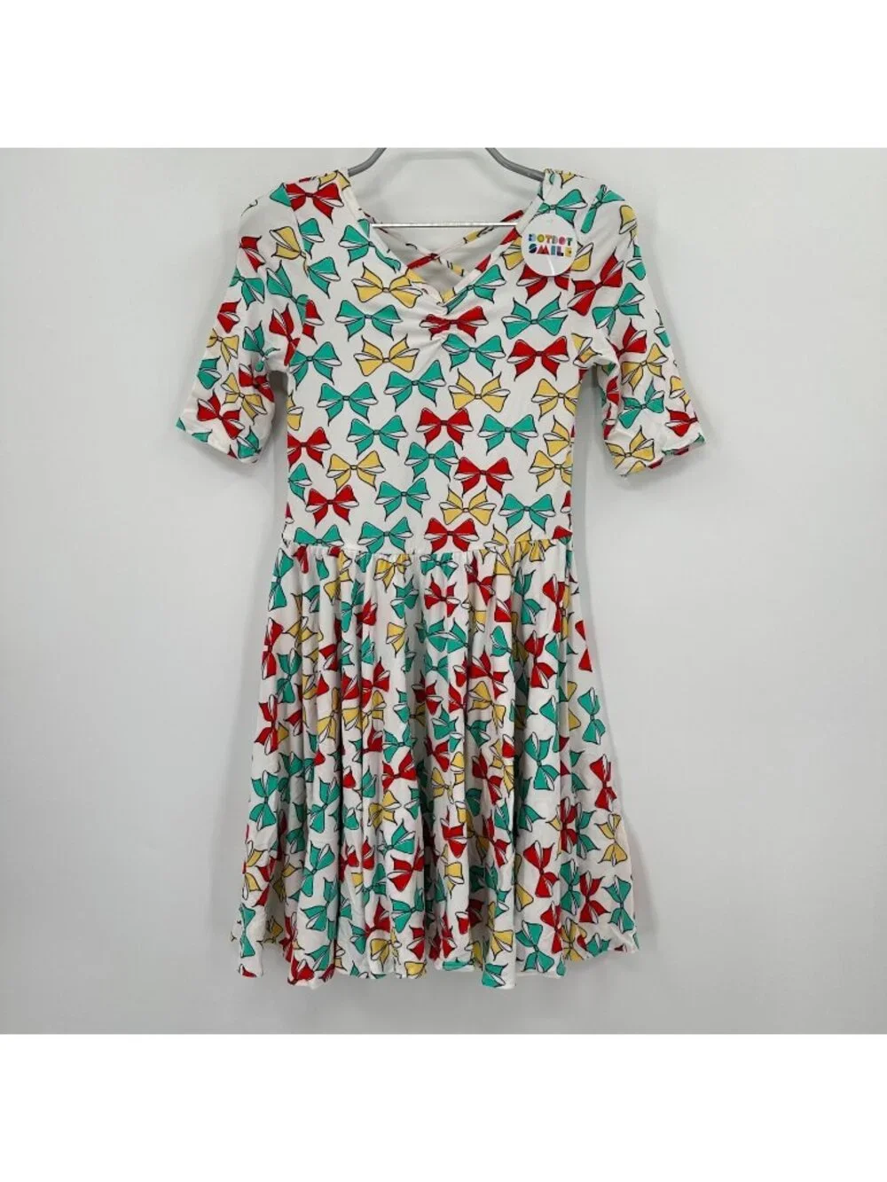 Dot Dot Smile Girl's Ballerina Skater Dress sz 11 NWT Short Sleeve Christmas Bow